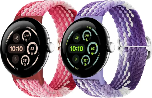 Vista 35 de Correas trenzadas Solo Loop compatibles con Google Pixel Watch 4, 3, 2, 1 de 1.61 pulgadas/1.77 pulgadas, correas elásticas ajustables de nailon