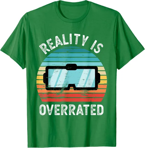 Vista 5 de Reality is Overrated VR - Camiseta divertida de regalo de realidad virtual, Negro, S