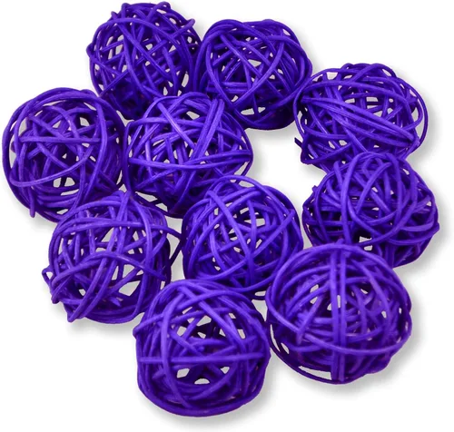 Vista 45 de 20 bolas de mimbre de ratán para decoración de mesa de boda, fiesta de Navidad (diámetro de 1.2 pulgadas, negro)