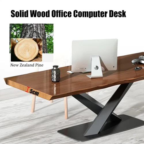 Vista 6 de Escritorio de computadora moderno moderno de madera maciza para oficina, escritorio de jefe de oficina, mesa de conferencias, sala de estar