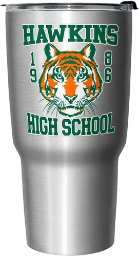 Vista 3 de Netflix Stranger Things Hawkins High School - Taza de viaje de acero inoxidable, 27 onzas, multicolor