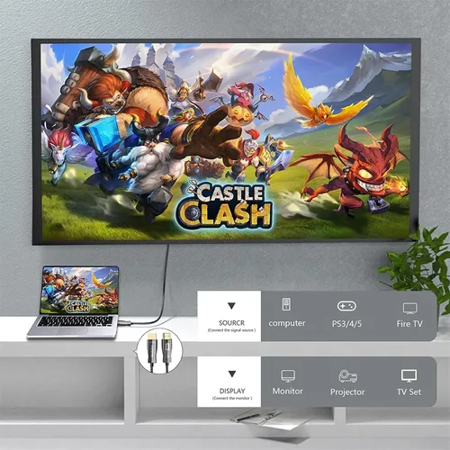 Vista 2 de dyplay Cable HDMI 8K 2.1 48Gbps 50 pies, cable HDMI de fibra óptica de ultra alta velocidad para HDR ARC y VRR y ALLM, QTF y QMS, 8K @120Hz/60Hz, 4K