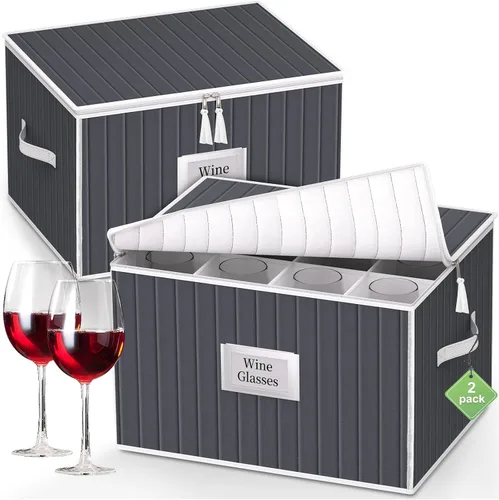 Vista 19 de Caja de almacenamiento para flauta de champán, caja de almacenamiento acolchada para copas de champán, contenedor apilable de copa de champán, copa