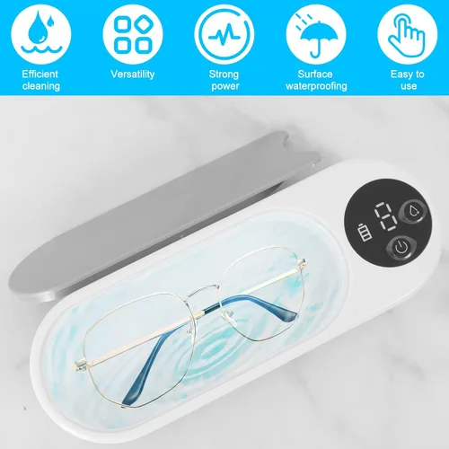 Vista 5 de Limpiador ultrasónico de joyas, limpiador ultrasónico profesional con temporizador de 2 modos, máquina de limpieza portátil de joyas, limpiador