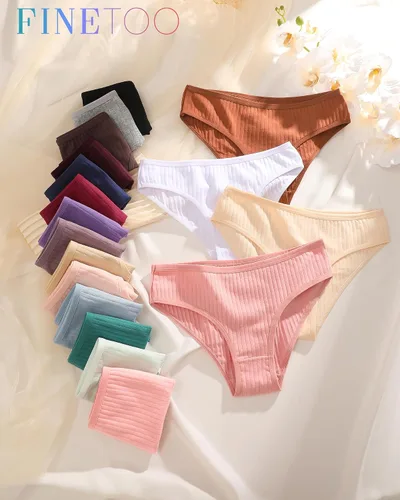 Vista 6 de FINETOO Ropa Interior de Algodón para Mujer, Sexy, de Cintura Baja, acanalada, Hipster, Transpirable, Suave, Bragas de Bikini para Niñas, Atrevidas