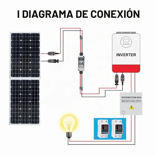 Vista 7 de Interruptor de Circuito Inteligente 110V, Corte de Baja Tensión de 1~63 Amp, Interruptor de Corriente AC Ajustable para Sistemas Solares (Negro)