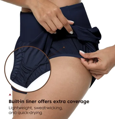 Vista 4 de GYM RAINBOW Pantalones cortos deportivos de cintura alta para mujer, ligeros, de secado rápido, para entrenamiento, gimnasio, correr, con bolsillos
