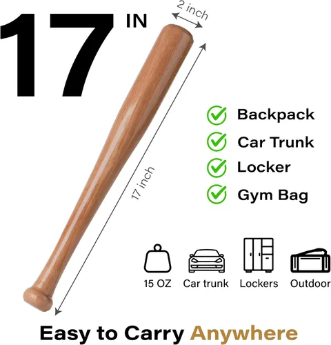 Vista 2 de Wooden Baseball bat, Solid Wood Baseball Bats for Youth Adult Training 17"-15oz