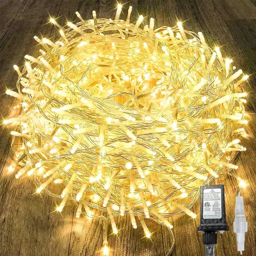 Vista 24 de Guirnalda de luces de Navidad de 66 pies y 200 luces LED para exteriores e interiores, luces decorativas extensibles e impermeables con cable
