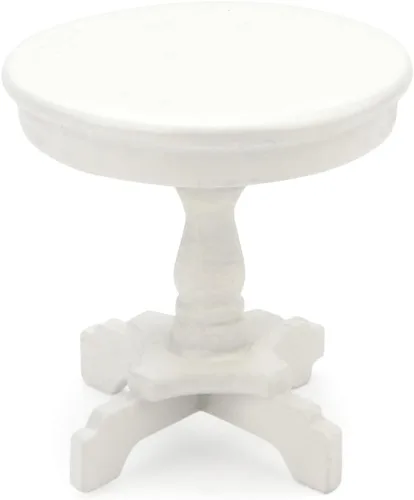 Vista 8 de Mesa auxiliar de casa de muñecas en miniatura, muebles de madera a escala 1:12, modelo de mesa de té lateral redonda para accesorios de casa
