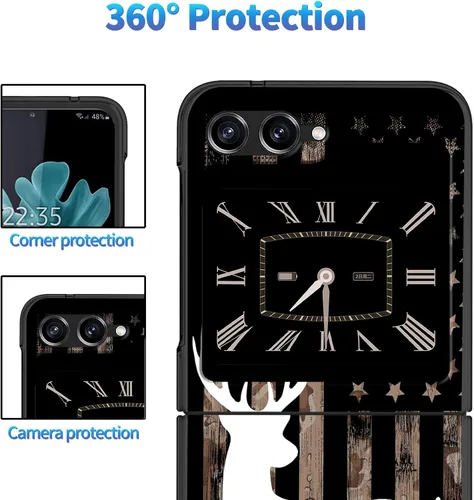 Vista 5 de Funda para Samsung Galaxy Z Flip 5 5G, Galaxy Z Flip 5, PC duro a prueba de golpes, plegable, duradera, resistente a los arañazos, para Samsung Z