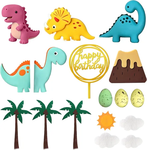 Vista 8 de Decoración de pastel de dinosaurio de arcilla para pastel de feliz