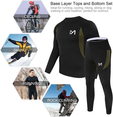 Vista 4 de MEETYOO Ropa interior térmica para hombre, equipo de invierno, largo, capa base, conjunto superior e inferior para esquiar y correr