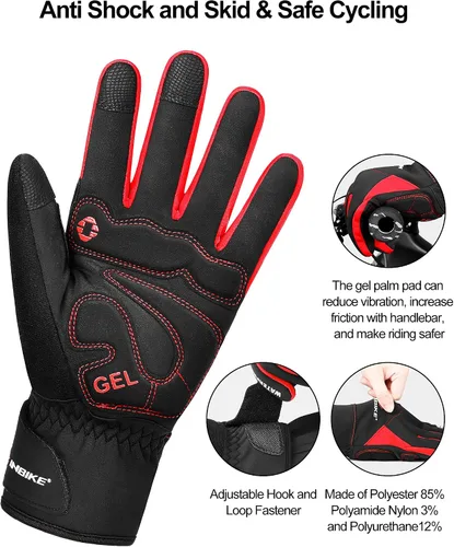 Vista 3 de INBIKE Men's Winter Cold Weather Thermal Windproof Gel Bike Gloves