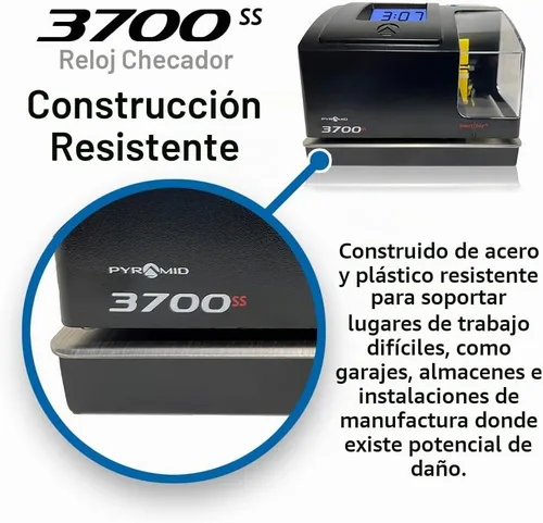 Vista 8 de Pyramid Time Systems Reloj de tiempo resistente 3700ss y sello