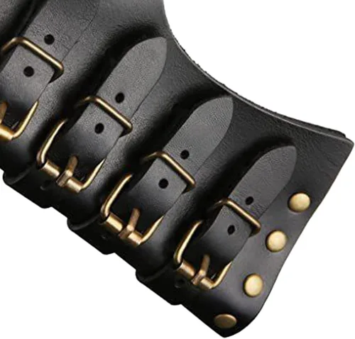 Vista 2 de Cinturón medieval de cuero de rana con hebilla ajustable para fiesta temática, accesorios de disfraces