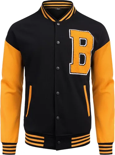 Vista 4 de COOFANDY Chaqueta Varsity para hombre, ajuste regular, casual, letterman, béisbol, bomber