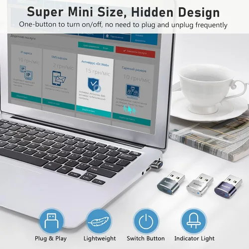Vista 7 de Mouse USB con botón de interruptor de movimiento, agitador de mouse automático mini con 2 modos de movimiento, sin necesidad de controladores, plug