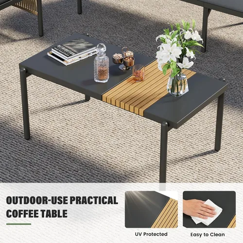 Vista 6 de Muebles de aluminio del patio fijados para 7, sistema tejido Gris