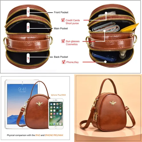 Vista 6 de Bandolera pequeña, bolsa elegante estilo mensajero, cartera, bolsa de mano para mujer