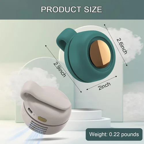 Vista 8 de Portable Clip on Fan, Mini Bladeless Fans for Shirts and Waist, 3-Speed Silent and Adjustable Wind Direction Rechargeable Cooling Fans, Versatile