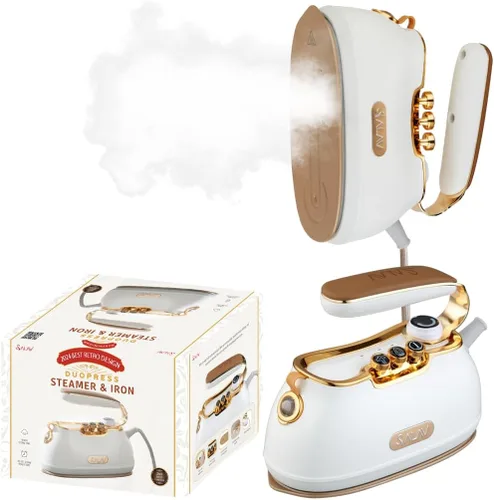Vista 10 de SALAV Retro Edition Duopress - Vaporizador y plancha de mano, placa de cerámica, 1000 W, vapor sin goteo, vapor vertical y horizontal, esmeralda