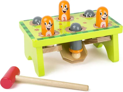 Vista 2 de Foot 11162 Whack-A-Mole, banco de madera 100% certificada, recursos educativos, base entrelazada, diez bloques