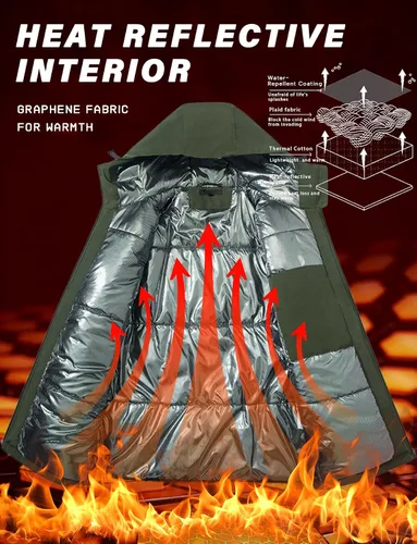 Vista 5 de WAHYI Men's Winter Thermal Jacket Waterproof Windproof Heat Reflective Lining Coat Outdoor Skiing Hiking Freezer Jackets
