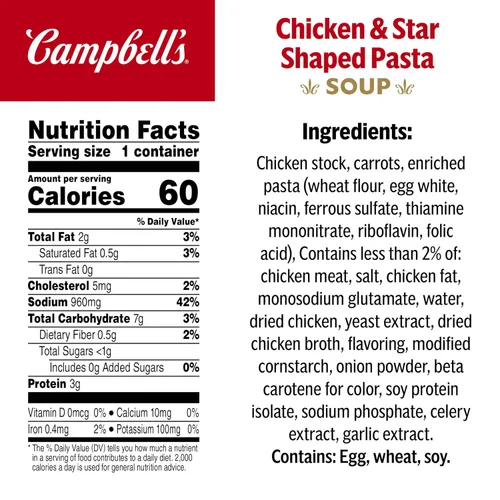 Vista 2 de Campbell's Sopa para sorber, sopa de pollo con pasta en forma de estrella, taza para microondas de 10.75 oz
