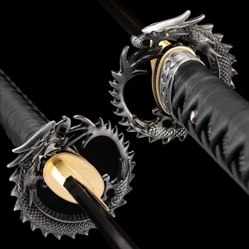 Vista 6 de Espada katana japonesa hecha a mano, auténtica, forjada a mano, espadas samurai de acero de alto carbono 1060 para artes marciales, colección