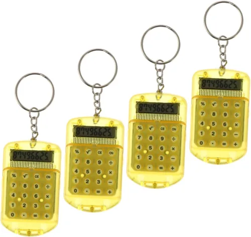 Vista 10 de NUOBESTY 4pcs Calculadora Llavero Mini Calculadora Básica Cuatro Funciones Material Portátil Estudiante