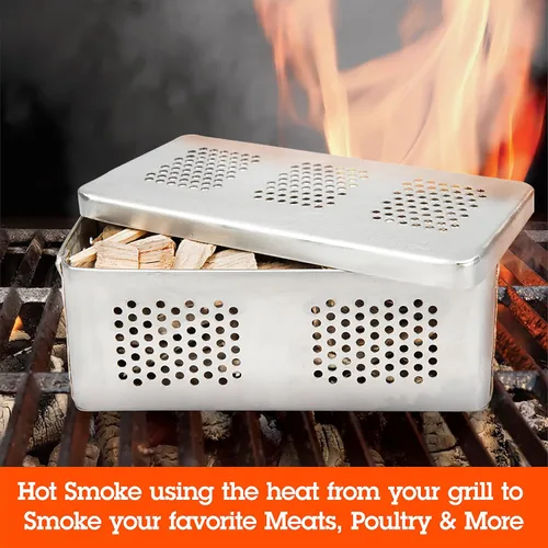 Vista 5 de Camerons The Flip - Caja profesional para ahumadores calientes y fríos, caja de humo patentada para parrilla de gas o carbón con Firestarters