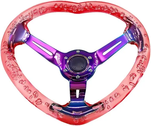 Vista 4 de Volante de Carreras de Acrílico Universal con Diseño en Forma de Corazón Volante Apto para la Mayoría de Vehículos, Coches de Carreras, RZR, Club