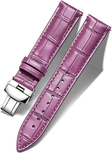 Vista 36 de BINLUN Leather Watch Strap, Quick Release Genuine Leather Replacement Watch Band with Butterfly Deployment Buckle for Men and Women, 12mm-24mm Blanco