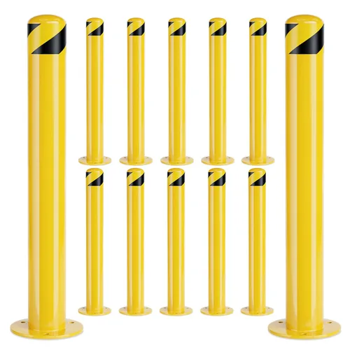 Vista 7 de Safety Bollard, 36 Inch Height Bollard Post, 3 Inch Diameter, 6Pcs Parking Bollard, Yellow Powder Coated, Safety Parking Barrier Post, for Traffic
