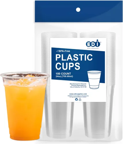 Vista 9 de EDI Vasos de plástico PET desechables transparentes de 10 onzas, duraderos, resistentes a las grietas, sin BPA, apilables, paquete de 100
