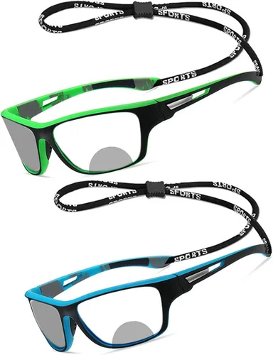 Vista 10 de Paquete de 2 gafas de lectura bifocales fotocromáticas de transición para ciclismo para hombres y mujeres, gafas de sol deportivas cuadradas negras