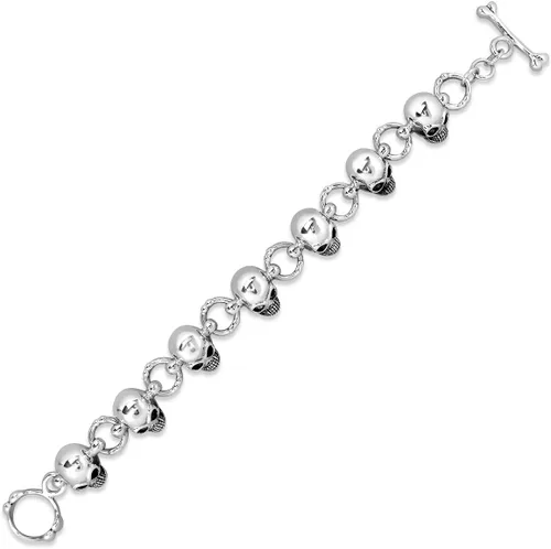Vista 2 de WithLoveSilver - Pulsera de plata de ley 925 con cabeza de calavera gótica, 8 pulgadas