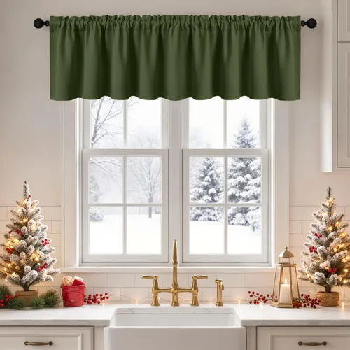 Vista 9 de MIULEE Cenefa opaca con bolsillo para cortinero, con aislamiento térmico, cortina corta para ventana pequeña y dormitorio, 42 x 18 pulgadas, 1 Beige