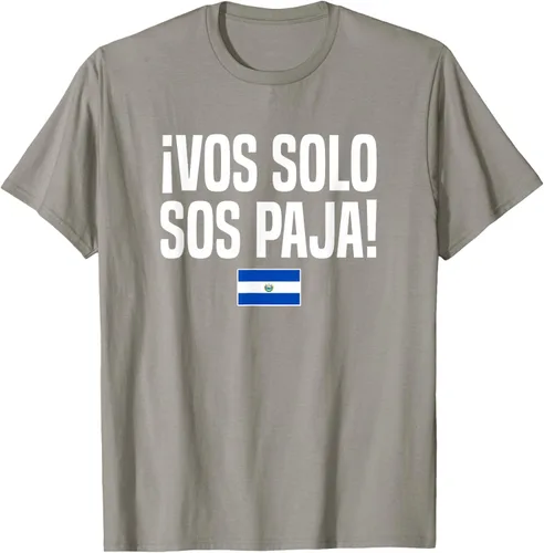 Vista 32 de Camiseta Vos Solo Sos Paja Salvadoran Slang Bandera de El Salvador, Negro