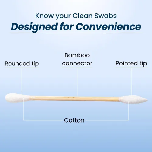 Vista 2 de Clean Skin Club Clean Swabs 500CT Punta puntiaguda Biodegradable + algodón orgánico y bambú Maquillaje y retoques de esmalte de uñas Sin