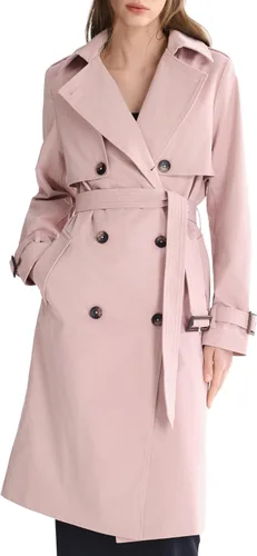 Vista 12 de Orolay Chaqueta de gabardina de 3/4 de longitud para mujer, chaqueta con solapa de doble botonadura con cinturón Beige