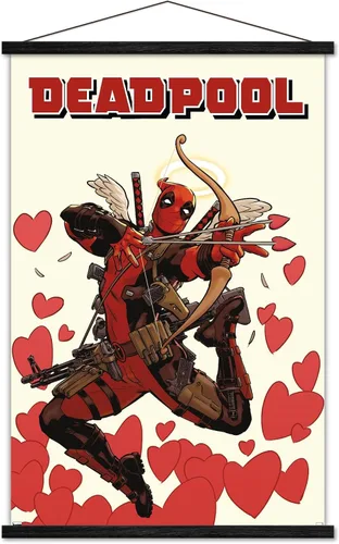 Vista 8 de Marvel Comics Deadpool - Póster de pared de Cupido, 22.4 pulgadas de largo x 14.7 pulgadas de ancho, versión enmarcada de madera de granero