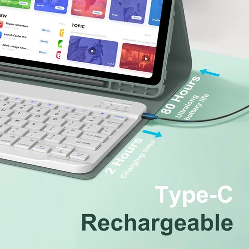 Vista 4 de Funda para teclado para Samsung Galaxy Tab A9 Plus 5G 11 pulgadas 2023 (SM-X210/X216/X218) - Teclado Bluetooth inalámbrico desmontable - Funda