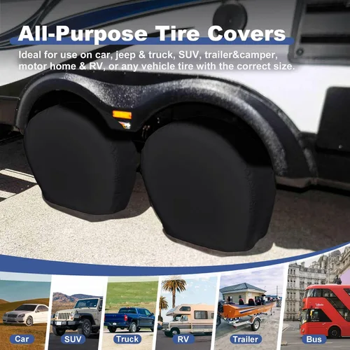 Vista 4 de Explore Land - Funda para neumáticos, 2 unidades - Protector de rueda resistente para camionetas, SUV, remolques, cámpers, vehículos recreativos