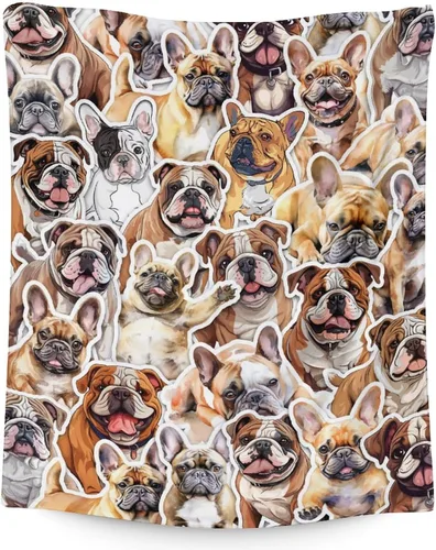 Vista 13 de Manta personalizada de bulldog francés con texto y nombre, 30 x 40 pulgadas, manta de franela suave, cálida, ligera y acogedora, regalo para amantes