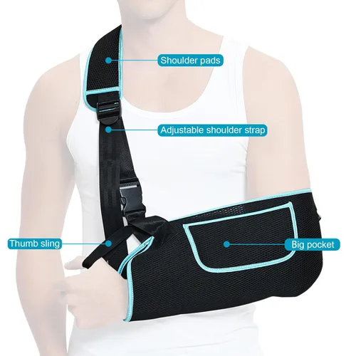 Vista 7 de Inmovilizador de hombro para brazo, soporte de puño rotador, cómodo arnés médico para lesiones de hombro, brazo izquierdo y derecho, hombres