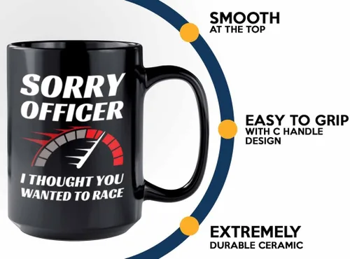 Vista 4 de Taza de café Racer de 15 onzas, color negro, con texto en inglés "Wanted To Racer" - Fuel Speed Racer Car Guys Circuit Automotriz Racing Boy Regalos