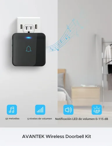 Vista 3 de AVANTEK Timbre inalámbrico, negro, 0.25watts, 3.00 volts