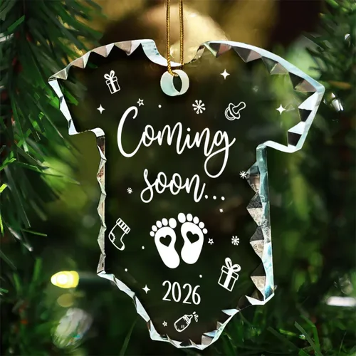 Vista 4 de Jesuspirit Adorno de bebé esperando 2025 – Regalos para futuros padres, padres que esperan ser regalos únicos 2025 – Adorno de Navidad de cristal